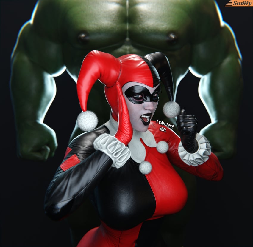 1boy 1girls 3d ass batman_(series) big_ass big_breasts breasts busty crossover curvy dc dc_comics english_text female female_focus green-skinned_male green_body green_skin harleen_quinzel harley_quinn harley_quinn_(classic) hips hourglass_figure huge_ass huge_breasts hulk hulk_(series) large_ass large_breasts legs light-skinned_female light_skin male marvel marvel_comics slim_waist smitty34 straight thick thick_hips thick_legs thick_thighs thighs top_heavy unseen_male_face voluptuous waist wide_hips