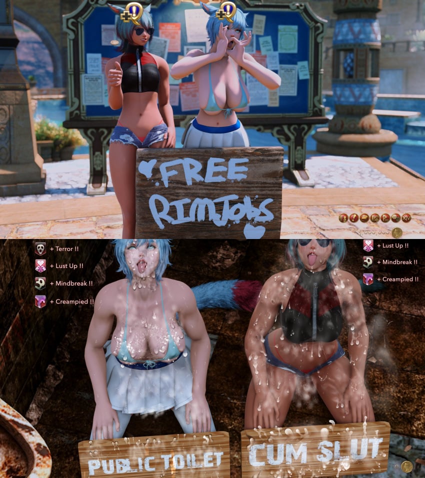 2koma ahe_gao asking_for_it before_and_after blowjob_gesture cocotopia_ff covered_in_cum cum cum_on_body cum_on_breasts cum_on_face cumslut debuff degradation female final_fantasy_xiv free_rimjob free_use gesture gpose(ffxiv) indecent_exposure inviting open_mouth public_indecency public_toilet public_use rimjob_face status_effect tagme toilet used_as_an_object used_like_a_toy