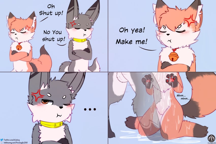 anthro anthro_on_anthro anthro_penetrated anthro_penetrating anthro_penetrating_anthro balls bell bell_collar blush bodily_fluids chibi collar collar_only comic cum dialogue duo english_text excessive_cum excessive_genital_fluids fellatio female female_penetrated genital_fluids genitals hi_res iradeon kneeling kneeling_oral_position male male/female male_penetrating male_penetrating_female moan nude oral oral_penetration penetration penile pouting pussy raised_tail sean_(senz) senz sex signature spread_legs spreading standing tail text thrusting url watermark