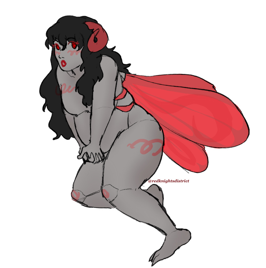 1girls alien alien_humanoid aradia_megido bug_wings butterfly_wings color colored female female_focus female_only homestuck homestuck_troll horn horns humanoid humanoid_alien long_hair long_hair_female looking_at_viewer nude nude_female redknightsdistrict solo solo_female troll white_background wings