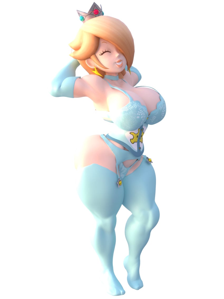 1girls 3d 3d_(artwork) alpha_channel big_breasts blonde_hair breasts crown garter_belt garter_straps hair_over_one_eye lazza_(artist) lingerie mario_(series) nintendo princess_rosalina shocking_(artist) short_hair tagme thighhighs thighs transparent_background