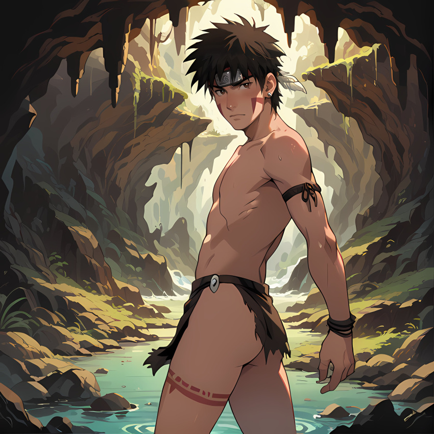 absurd_res ai_generated chest inuzuka_kiba loincloth naruto naruto_(series) naruto_shippuden one_male solo solo_focus solo_male zaboo777