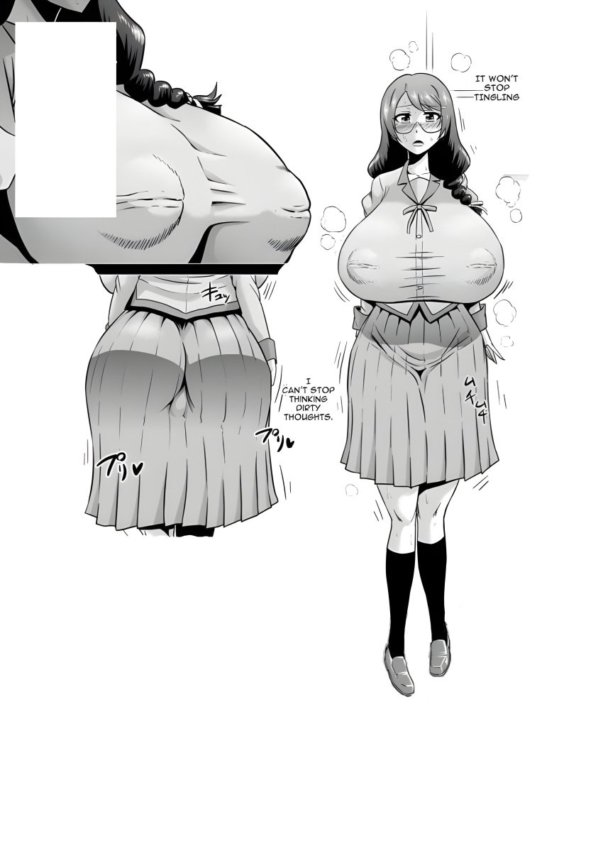 :q absurdres ahe_gao ahemaru big_breasts big_nipples blush breast_lift breasts doujin_cover erect_nipples erect_nipples_under_clothes female female_only gigantic_breasts glasses hanekawa_tsubasa henriiku_(ahemaru) huge_breasts huge_nipples inverted_nipples lactation large_breasts large_nipples long_nipples mind_control monogatari_(series) nipples nipples_visible_through_clothing puffy_nipples purple_eyes purple_hair saliva skirt solo stick_nipples sweat text tongue tongue_out top_heavy translation_request ugly_bastard wide_hips