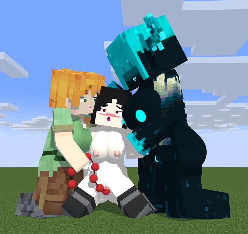 3d 3girls 3some alex_(minecraft) ass black_hair breasts clothed_female cyan_hair cyan_horns cyan_nipples cyan_pussy erect_nipples glowing_horns glowing_nipples glowing_pussy green_eyes horny_female looking_pleasured lovesweetiepie mine-imator minecraft no_panties nude_female orange_hair outdoors outside public red_eyes sex_toy smile square_head stockings tagme threesome tiff_(lovesweetiepie) vaginal_insertion vampire_fangs vampire_girl wardina_(uzuna) wet_pussy yuri