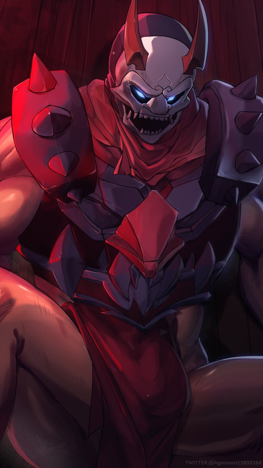 agnimon11803164 bara biceps big_bulge blood_moon_series blood_moon_shen bulge league_of_legends male male_only mask masked masked_male muscular_male riot_games shen\r\nshen_(league_of_legends)