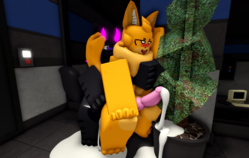 anal_sex anthro balls buck_(kaiju_paradise) catte_(kaiju_paradise) cock consensual cum cum_in_ass cum_inside cum_leaking cum_while_penetrated furry kaiju_paradise looking_pleasured male male/male orgasm orgasm_face ravenuwu roblox self_upload sex