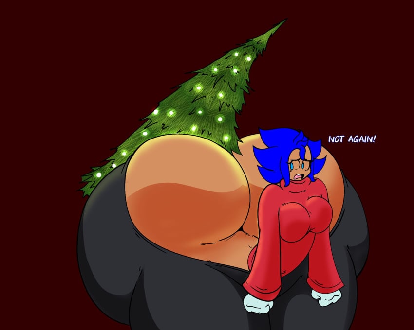 1girls ass bare_ass between_ass cgthiccart christmas christmas_tree nikki_(cgthiccart)