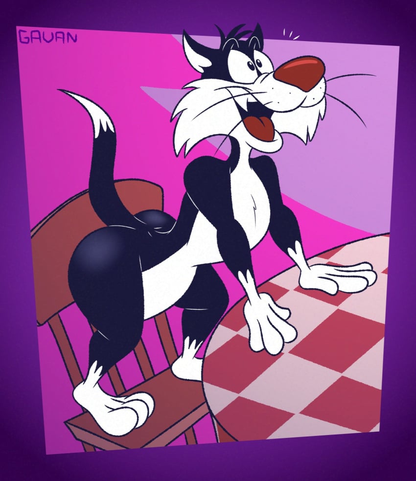 2d anthro ass domestic_cat gavanzude looney_tunes sylvester