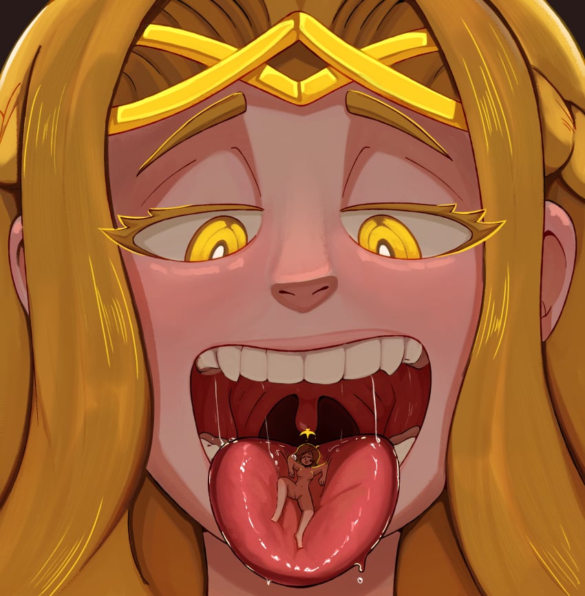 charmed femboy giant looking_down miquella miquella_the_kind oral_vore smiling tarnished tarnished_female teeth tongue_out veruveru21 vore