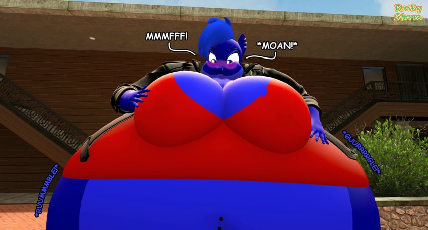 big_breasts blueberry_inflation breasts cleavage female furry huge_breasts inflation rockypone tagme