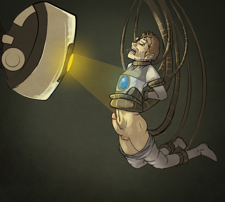 1boy 1girls artist_request female glados glados_(central_core) male penis portal_(series) portal_2 tagme valve wheatley
