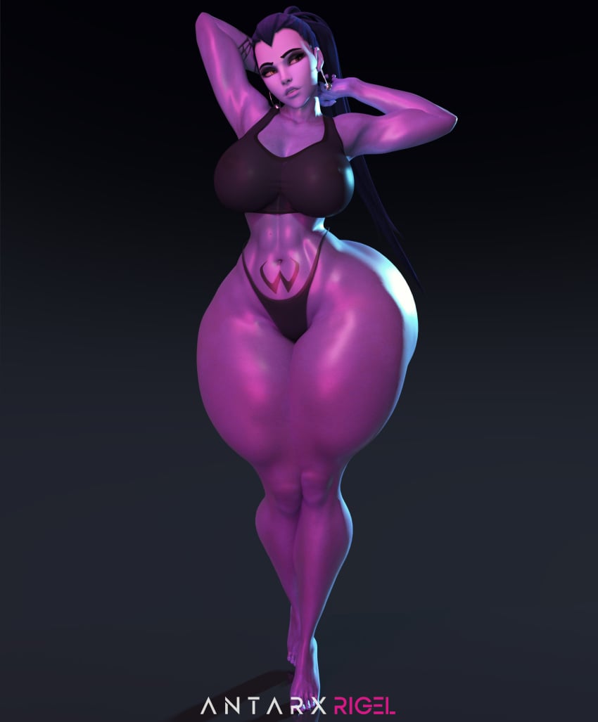 1girls 3d antarxrigel huge_ass overwatch purple_skin solo solo_female solo_focus tagme thick_thighs thong widowmaker