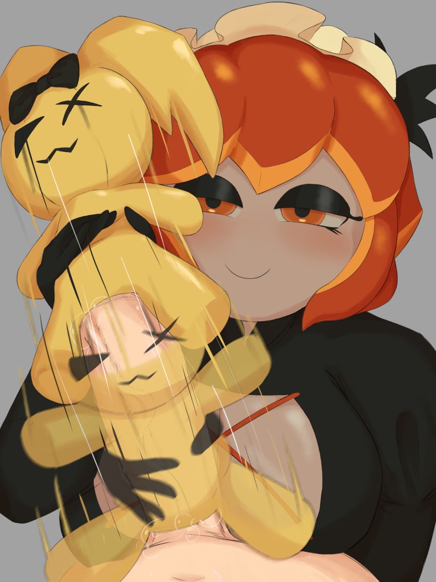 cleavage_cutout confusedsabron cookie_run cookie_run_kingdom cookie_run_x_humans goth half-closed_eyes handjob masturbation orange_eyes orange_hair plushie pov pumpkin_pie_cookie sex_toy toying_partner