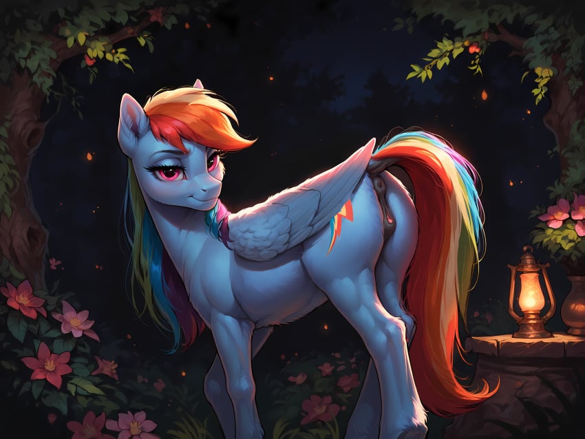 ai_generated animal_genitalia animal_pussy anus ass blue_body blue_fur cutie_mark dock equid equine equine_genitalia equine_pussy feral folded_wings friendship_is_magic fur furry hair hasbro horse my_little_pony pegasus pony pussy rainbow_dash_(mlp) rainbow_hair tail wings