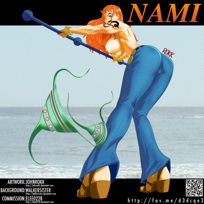 bikini female female_only jeans johnrokk nami one_piece post-timeskip tagme walkersister