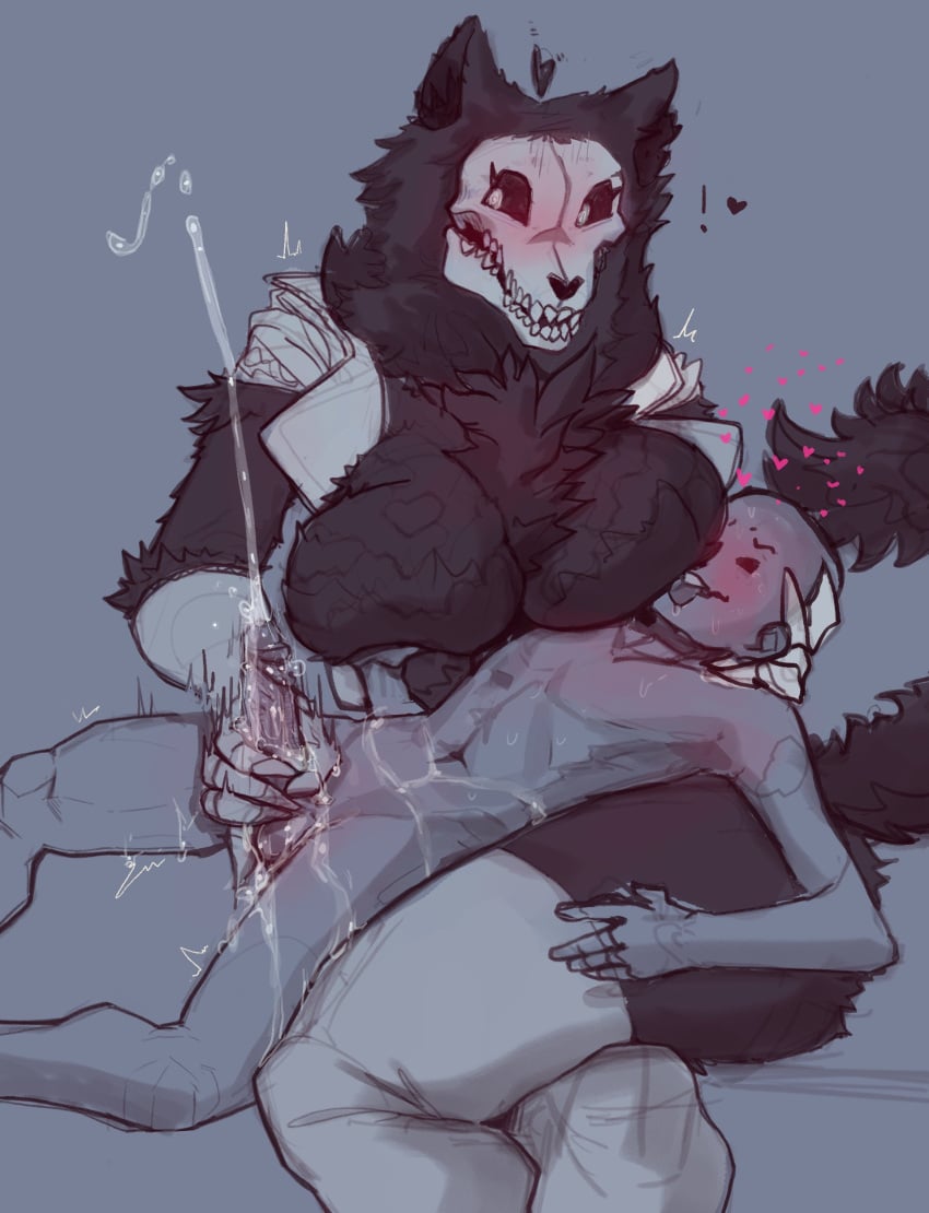 1boy 1girls anon anonymous_male breast_sucking cum curvy_female dominant_female feyhearts furry gloves handjob human_on_anthro mal0 malo scp-1471 scp-1471-a scp_foundation skull_head tagme voluptuous_female