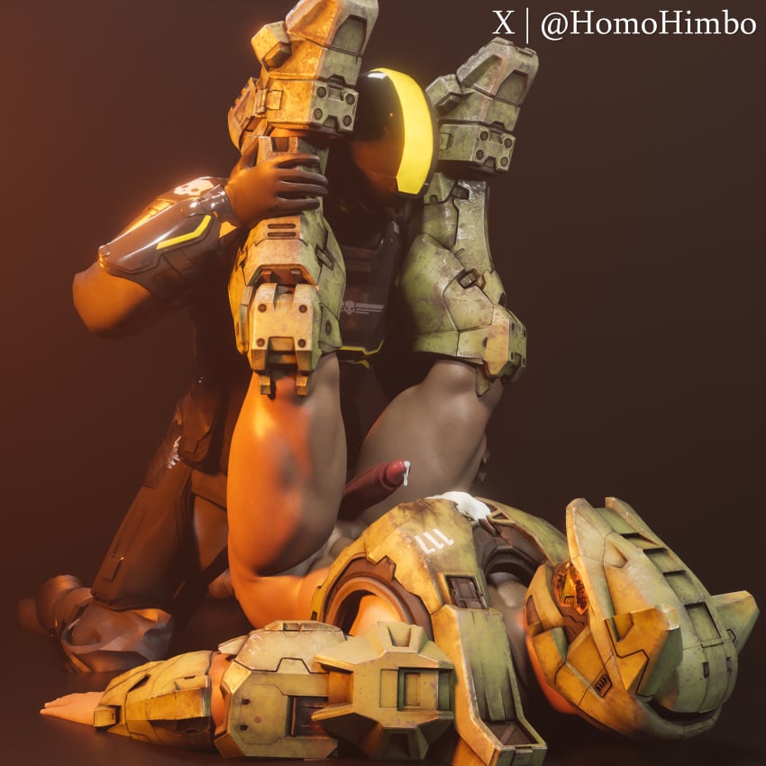 3d anal anal_sex armor armored_boots armored_male artist_name cat_ears cum gay gay_male halo halo_(game) halo_(series) helldivers helldivers_2 homohimbo master_chief muscle muscles penis pumpkin