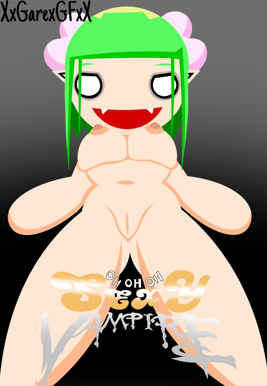 big_breasts completely_nude green_hair pussy_lips radio_gosha vampire_girl xgarex