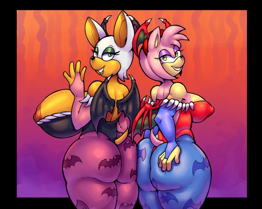 2024 2girls alternate_version_available amy_rose anthro areola ass bat big_ass big_breasts biped breast_size_difference breasts breasts_bigger_than_head clothed clothing cosplay darkstalkers digital_media_(artwork) duo dynamicfuncorner eulipotyphlan female female_only fingers grin half-closed_eyes hedgehog hi_res huge_ass huge_breasts large_ass large_breasts lilith_aensland_(cosplay) looking_back mammal morrigan_aensland_(cosplay) multiple_girls narrowed_eyes nipples rouge_the_bat sega smile sonic_(series) sonic_the_hedgehog_(series) source_request wings