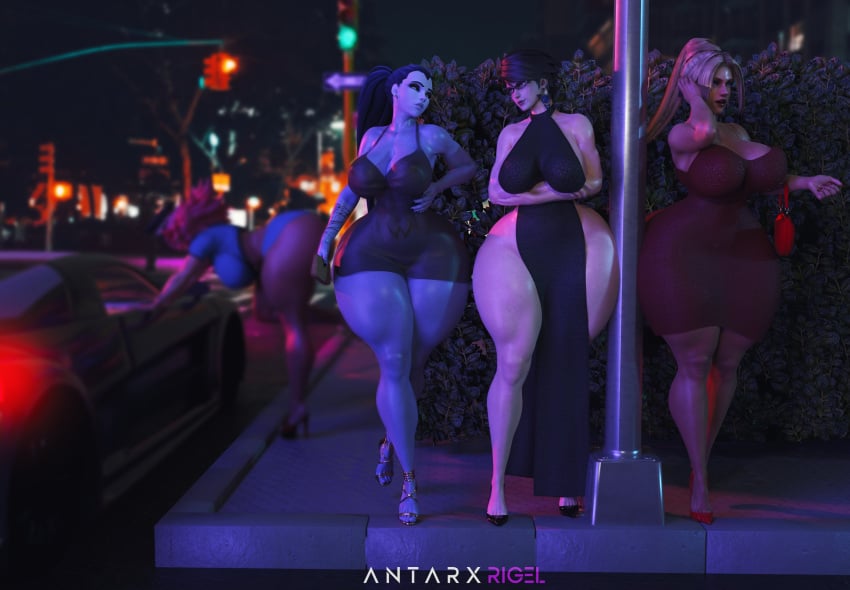 3d 4girls antarxrigel bayonetta bayonetta_(character) dead_or_alive dress final_fight huge_ass ninja_gaiden overwatch poison_(final_fight) rachel_(ninja_gaiden) street_fighter tagme thick_thighs tight_clothing voluptuous wide_hips widowmaker