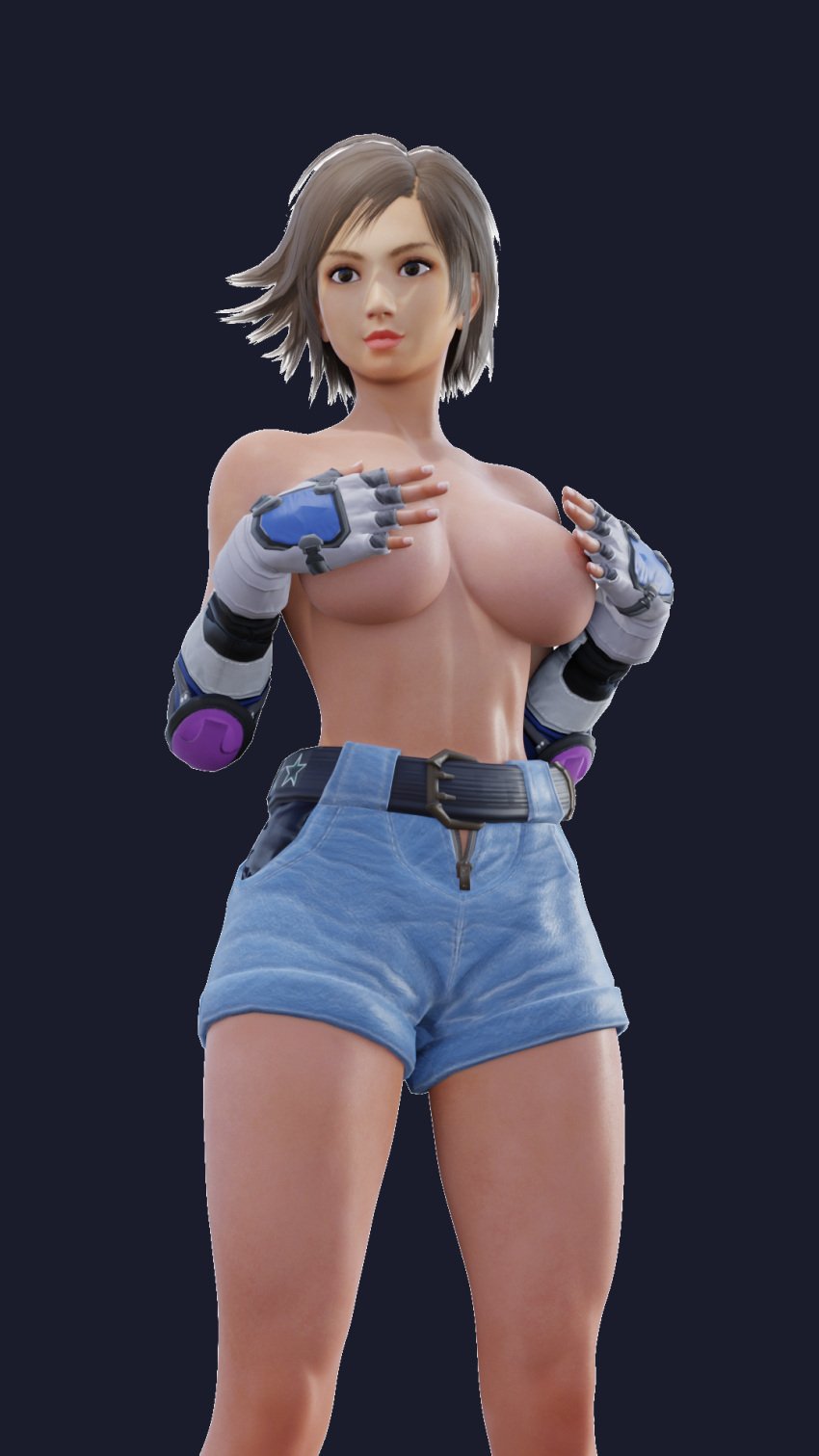 3d 3d_(artwork) 3d_model 3d_render big_ass big_breasts blender breasts girl half-dressed kazama_asuka tekken tekken_7