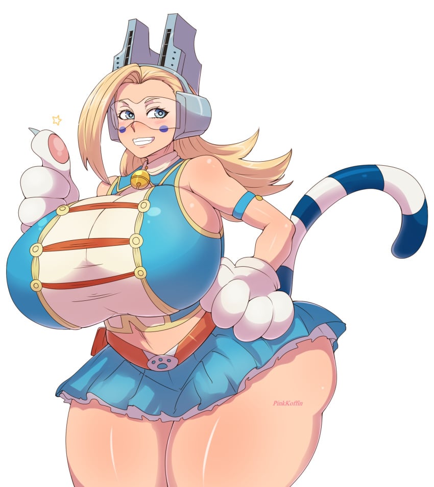 1girls blue_eyes breasts cat_ears cat_paws cat_tail curvaceous female gigantic_breasts headphones huge_thighs long_hair my_hero_academia pinkkoffin pixie_bob ryuuko_tsuchikawa skirt solo standing thick_thighs thighs tinted_eyewear visor voluptuous white_background wild_wild_pussycats