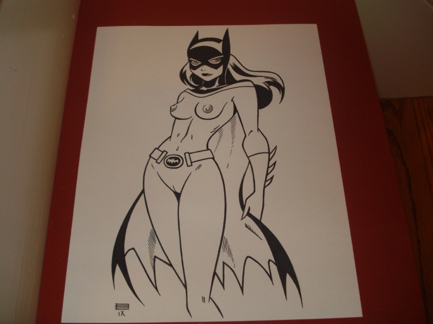 1girls 2011 barbara_gordon batgirl batman:_the_animated_series batman_(series) david_farley dc dc_comics dcau female female_only monochrome nipples photo_(medium) solo