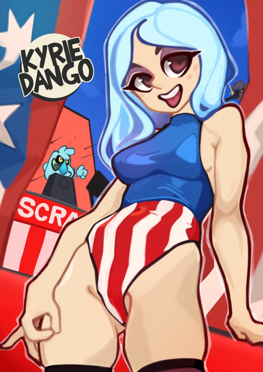 american_flag_swimsuit andrea_davenport blue_hair female ghost kyrie_dango scratch_(the_ghost_and_molly_mcgee) tagme the_ghost_and_molly_mcgee