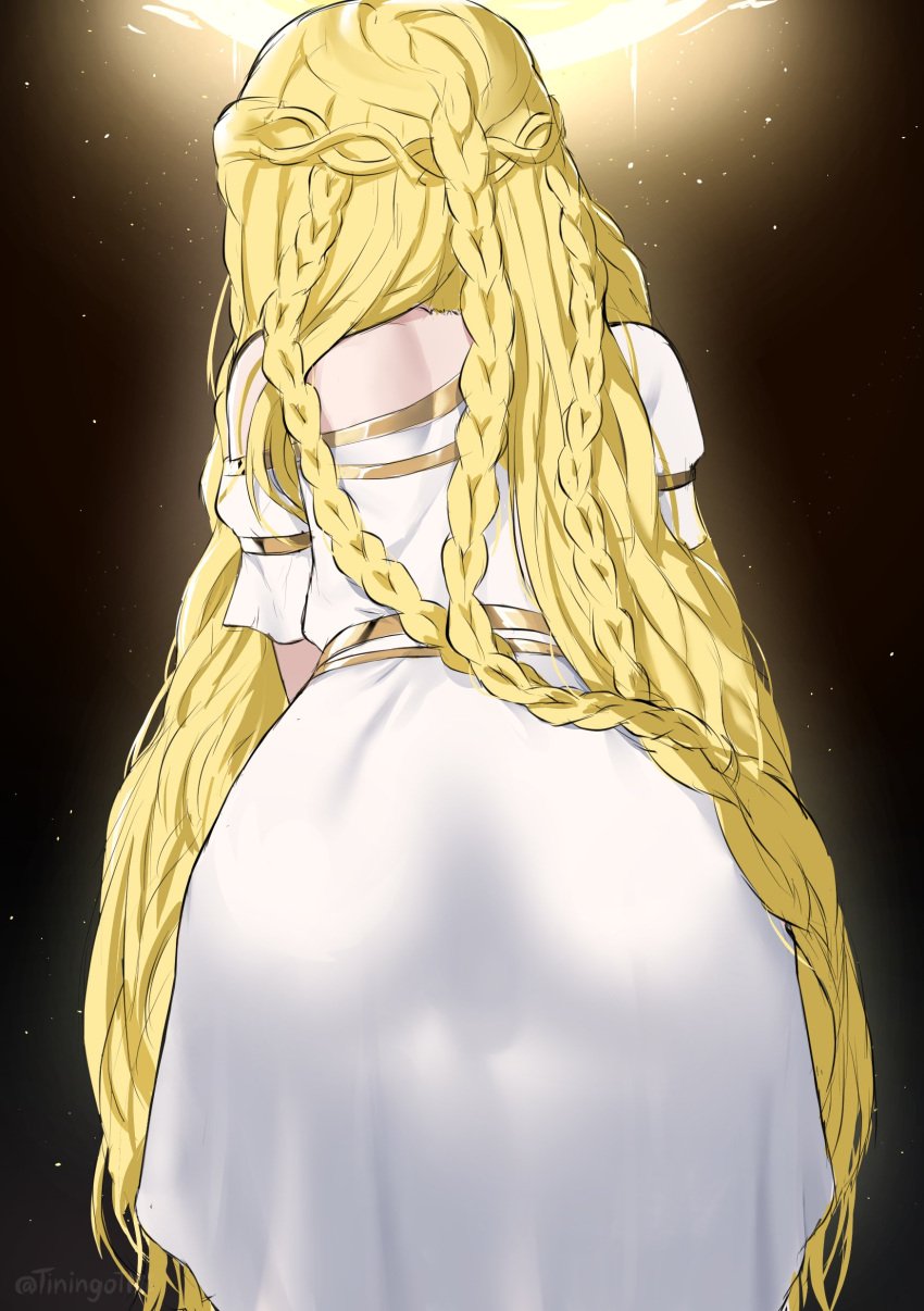 1boy ass ass_focus big_ass blonde_hair braid bubble_butt elden_ring femboy femboy_only fromsoftware girly long_hair miquella shadow_of_the_erdtree tiningot196