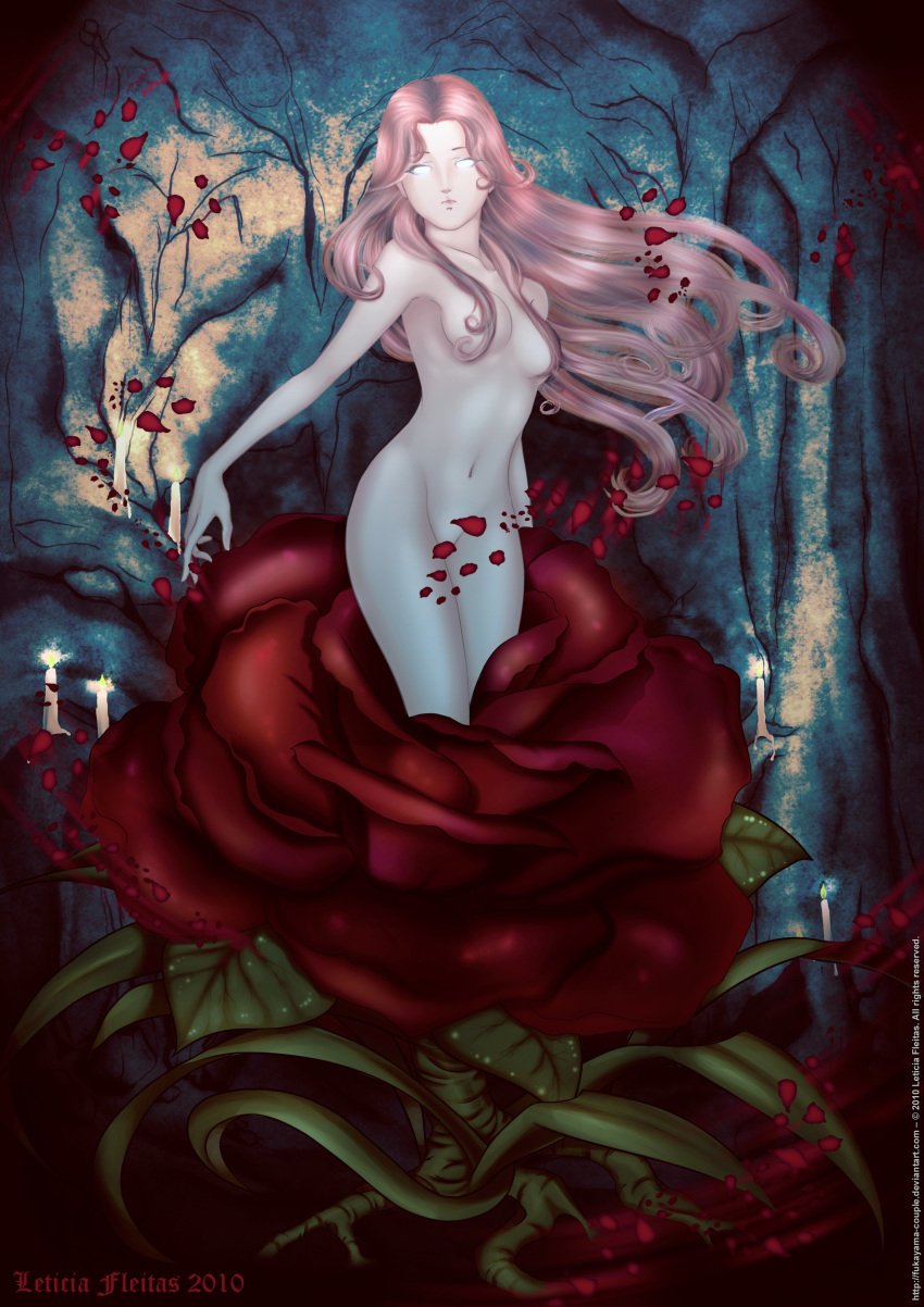 alraune alura_une artistic artistic_nude castlevania female_only leto4rt long_hair monster_girl nude_female plant_girl rose venus_weed