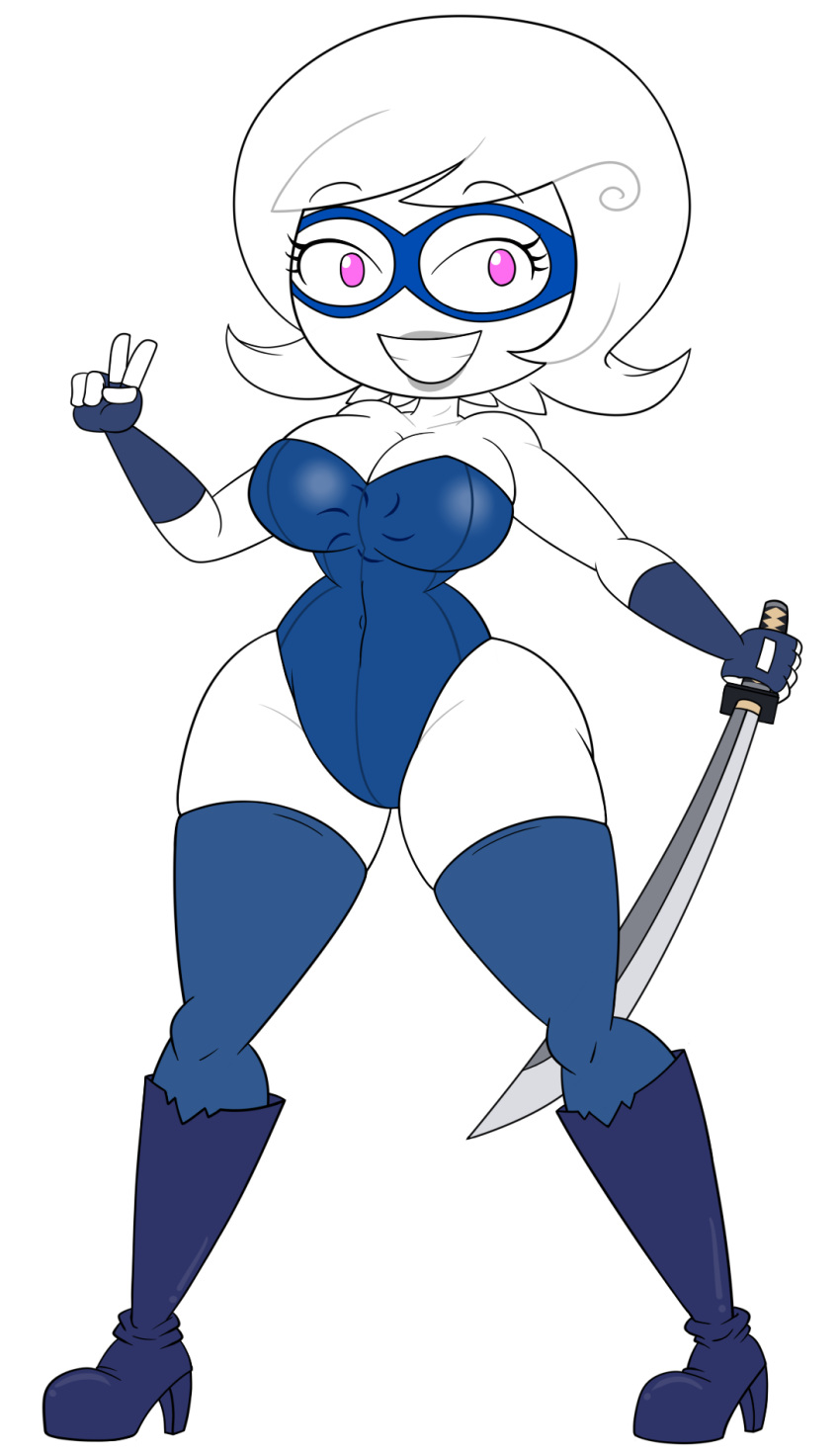 1girls cloudcyanide cloudycyanide curvy fingerless_gloves homestuck katana leotard ms_paint_adventures roxy_lalonde