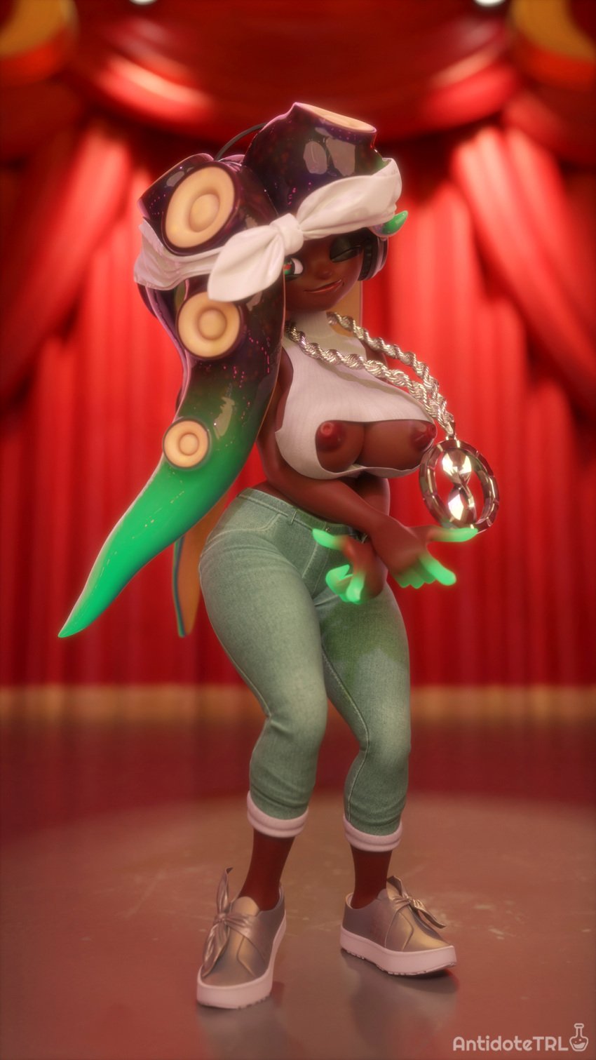 1girls 3d 3d_(artwork) alternate_version_available antidotetrl barefoot big_breasts dancing female female_only full_body huge_breasts looking_at_viewer marina_(splatoon) marina_(wo262) octoling octoling_girl revealing_clothes self_upload smile smiling_at_viewer solo solo_female splatoon splatoon_(series) splatoon_2 winking_at_viewer