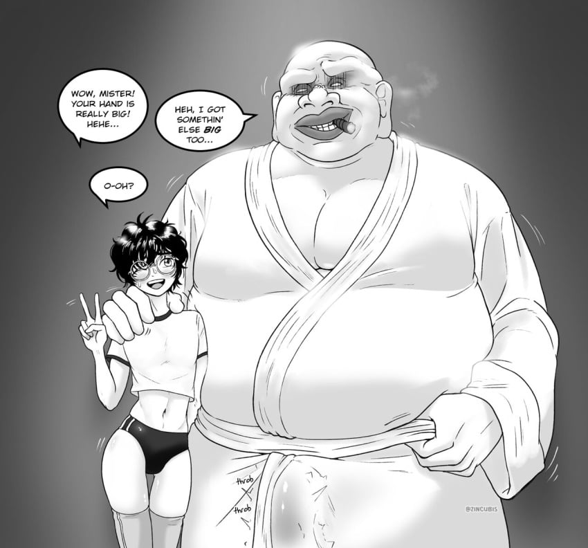 2boys black_and_white buppa cute cute_male dialogue english english_text fat_man femboy gay girly glasses goosh_goosh height_difference imminent_death imminent_rape imminent_sex kei_(zincubis) male male/male male_only penis_bulge short_shorts shorts size_difference sports_shorts text tokyo_tribes trap ugly_bastard ugly_man yaoi zincubis