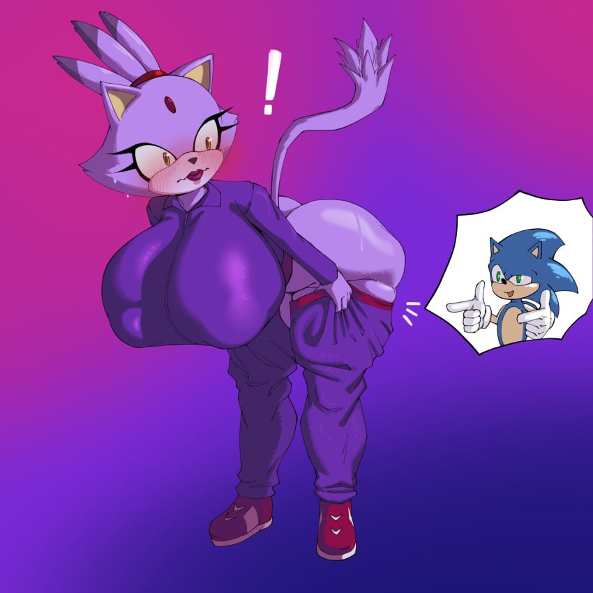 1boy 1girls 2024 alternate_outfit anthro ass big_ass big_breasts big_butt blaze_the_cat blue_body blue_fur blue_hair blush breasts cat_ears cat_girl cat_tail changing_clothes clothed clothing couple curvy embarrassed embarrassed_female eyelashes feline female forehead_jewel funny fur furry gloves green_eyes hedgehog huge_ass huge_breasts huge_butt jewelry large_ass large_breasts lipstick long_tail makeup male male/female megahand6 no_panties ponytail pulling_pants_up purple_background purple_body purple_fur purple_hair purple_lipstick purple_nose purple_skin reaction_image reaction_shot sega simple_background sonic_(series) sonic_riders sonic_rush sonic_the_hedgehog sonic_the_hedgehog_(idw) sonic_the_hedgehog_(series) supporting_partner tail thick_thighs thighs two_tone_body two_tone_fur video_games