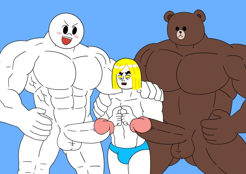 big big_penis brown_(line) james_(line) line line_friends mascot moon_(line) muscular non-human toony toony_face