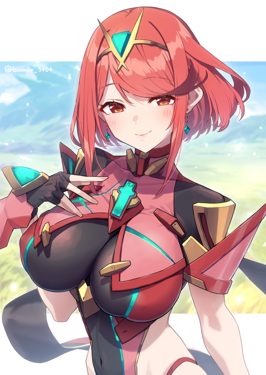 baffu breasts female female_only looking_at_viewer nintendo pyra short_hair smile solo xenoblade_(series) xenoblade_chronicles_2