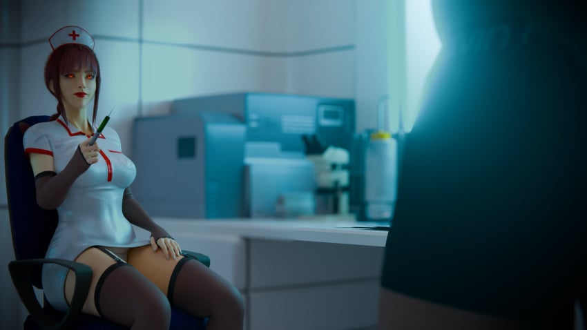 1boy 1girls 3d chainsaw_man dark-skinned_male female makima_(chainsaw_man) male nurse nurse_cap nurse_uniform self_upload zeleous