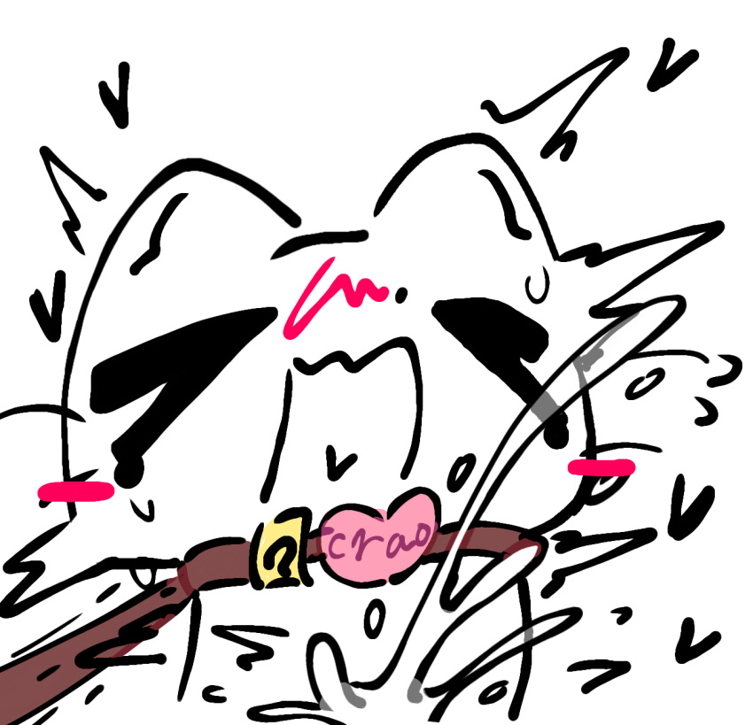 &gt;_&lt; ambiguous_gender blush bodily_fluids brown_collar closed_eyes collar crao_(craoluck) craoluck cum cum_on_face digital_drawing_(artwork) digital_media_(artwork) duo ejaculation eyebrows felid feral fur genital_fluids heart_symbol hi_res leash leashed_collar male male/ambiguous mammal markings open_mouth reaction_image small_(disambiguation) sweat tears tuft two_tone_tail whiskers white_body white_fur