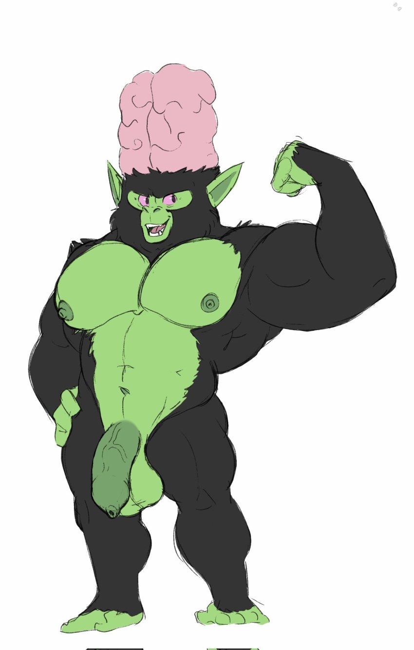 anthro balls bara flaccid flexing furry male male_only mojo_jojo monkey muscles muscular penis powerpuff_girls solo solo_male unrealrui