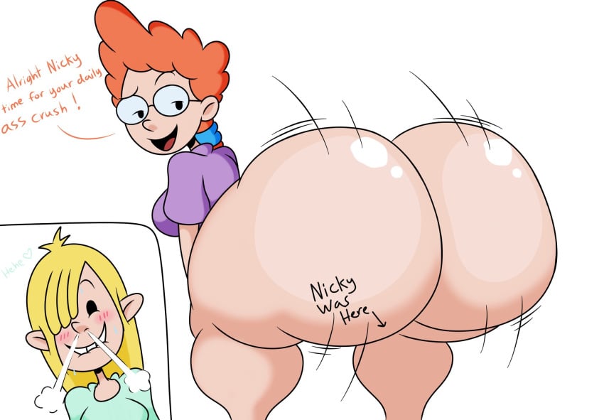2girls aged_up alternate_ass_size ass ass_awe big_ass big_butt blonde_hair blush breasts disney disney_channel english_text female huge_ass huge_butt light-skinned_female light_skin long_hair massive_ass massive_butt nicky_anais_little older pepper_ann pepper_ann_pearson red_hair spookyryder text writing_on_ass