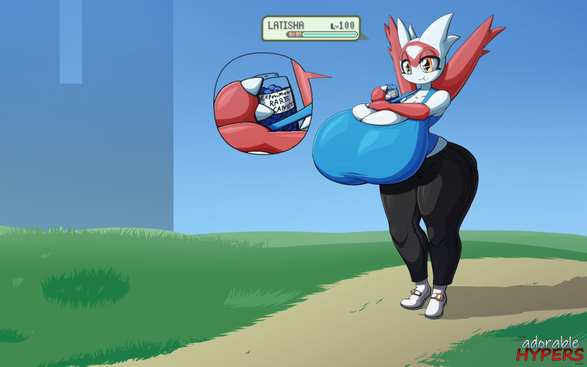 1girls female growth huge_breasts latias pokemon pokemon_(species) zanbonsen