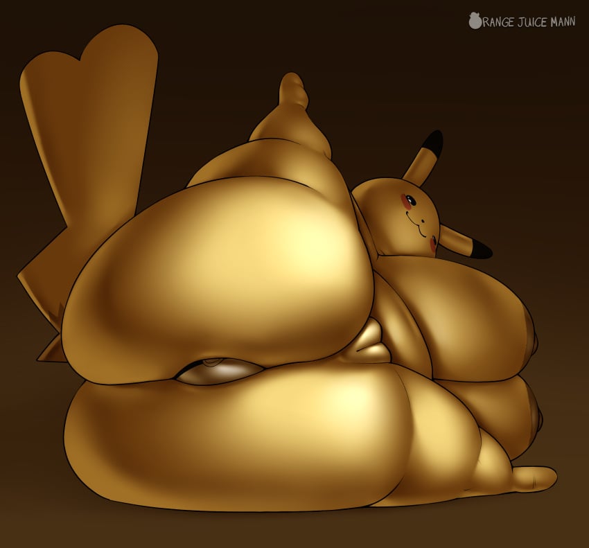 2025 absurd_res big_breasts blush breasts female feral generation_1_pokemon genitals hi_res huge_breasts hyper hyper_breasts morbidly_obese nintendo nipples obese obese_feral object_in_ass orangejuicemann overweight overweight_feral penetration pikachu pokeball pokeball_insertion pokemon pokemon_(species) pokemorph pussy signature solo yellow_body
