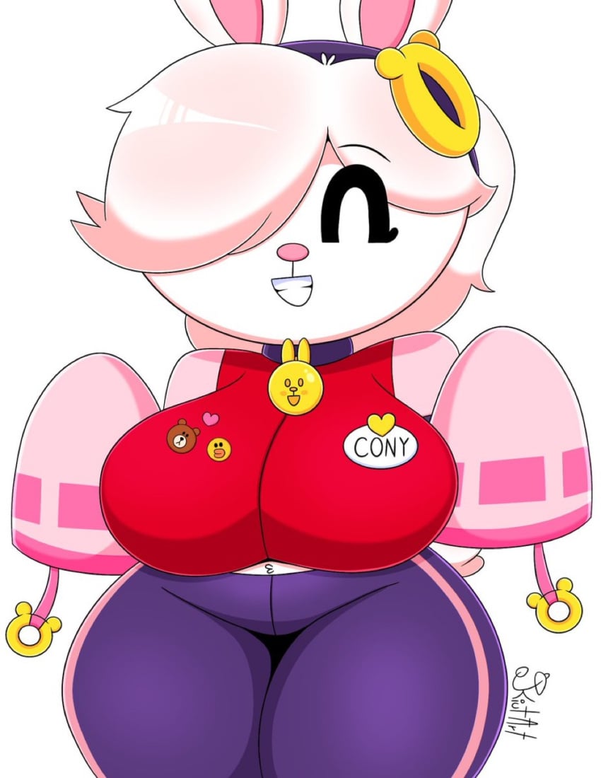 big_ass big_breasts brawl_stars child_bearing_hips colette_(brawl_stars) cony_(line) curvy curvy_figure furry hands_in_sleeves huge_breasts kiut_arts line_(app) smiling thick_thighs voluptuous voluptuous_female work_clothes