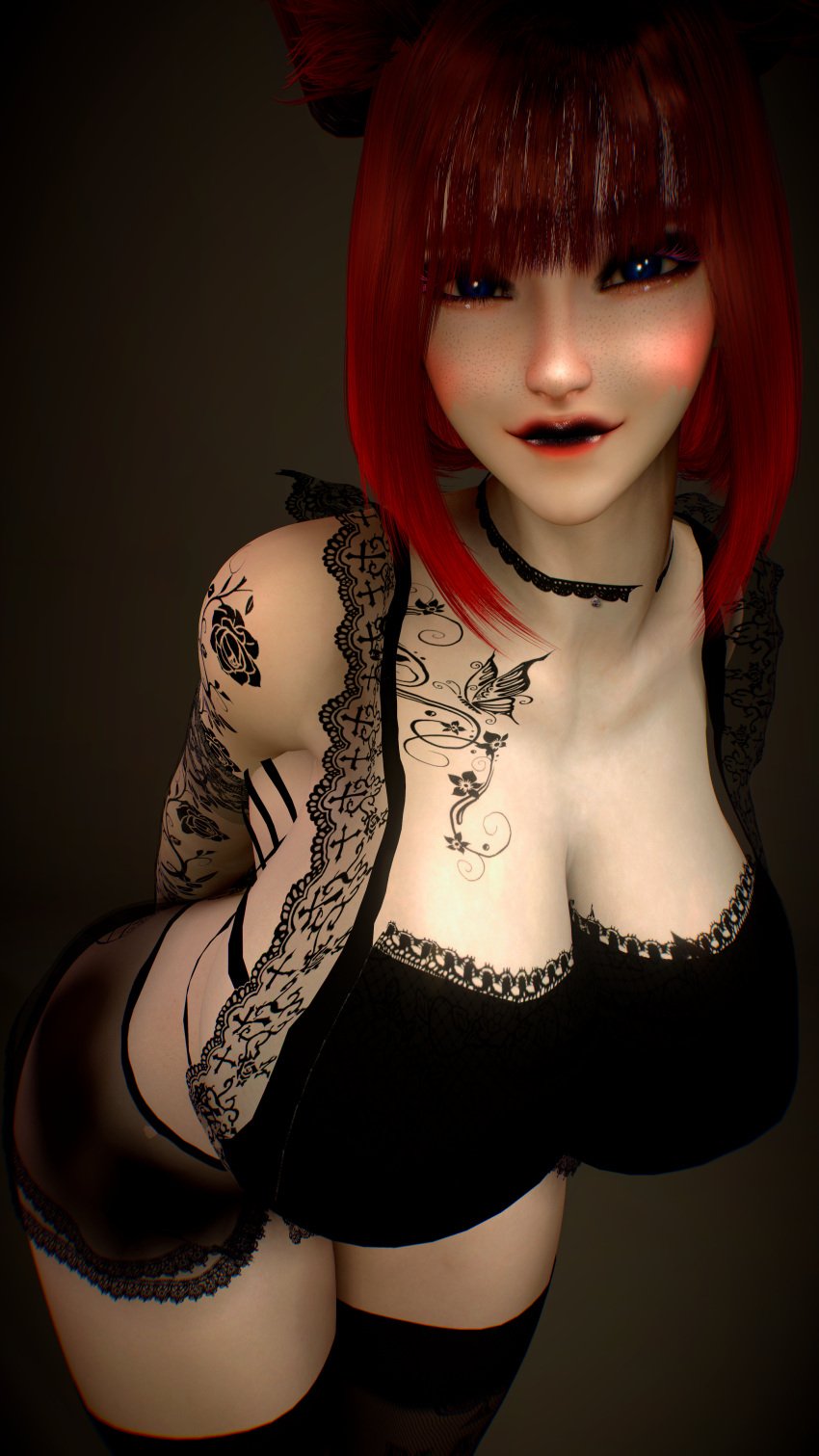 1girls 3d 4k big_breasts black_hair black_lipstick blacked blue_eyes breasts breasts_bigger_than_head cat_ears cat_girl catgirl choker crashbanditkut eyelashes eyeshadow female female_focus freckles freckles_on_face hair hi_res high_resolution highres light-skinned_female light_skin lips long_eyelashes looking_at_viewer maid maid_outfit makeup medium_hair multicolored_hair nail_polish nails original original_character qos qos_tattoo queen_of_spades queen_of_spades_symbol queen_of_spades_tattoo red_hair solo spade_tattoo tattoo tattoos thick thick_thighs thighs virt-a-mate virtamate