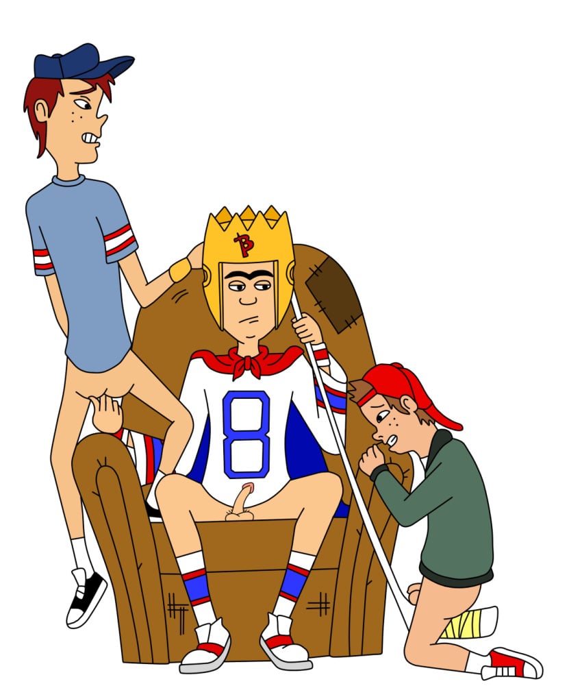 3boys 3males anal_fingering armchair backwards_baseball_cap baseball_cap black_sneakers blue_baseball_cap bottomless bottomless_male brown_hair cape cbt chair clenched_teeth cock_and_ball_torture crown disney dominant_male dominant_male_submissive_male earwin_lawson emotionless emotionless_sex erect_penis erection facing_viewer flaccid flaccid_penis freckles freckles_on_face gay gay_sex helmet hockey_stick human human_only king_bob kneeling male/male male_on_male male_only maledom malesub mmm_threesome multiple_penises no_females no_women penis penis_size_difference recess red_baseball_cap red_sneakers simple_background small_penis sneakers socks socks_and_shoes spread_legs submissive_male t.j_detweiler tagme uncensored unibrow white_background white_sneakers white_socks yaoi