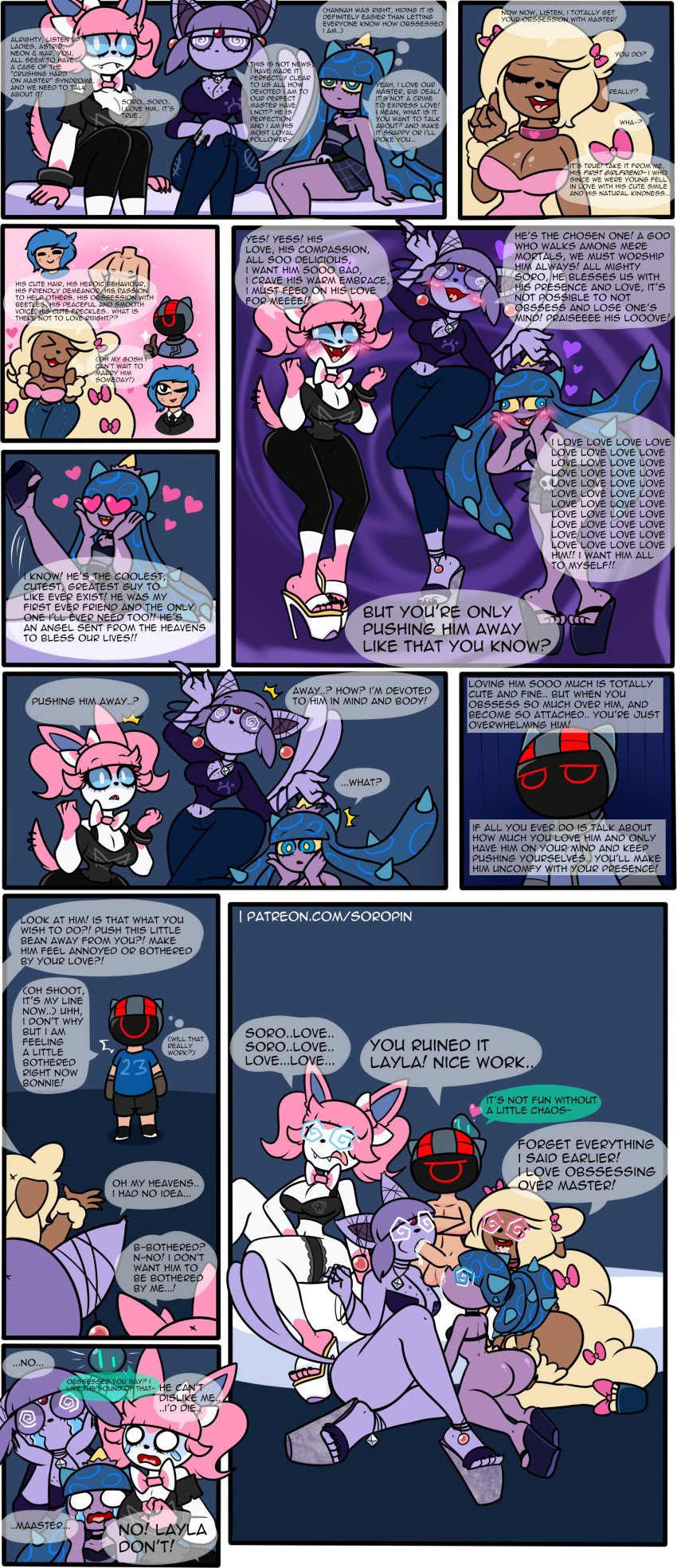 absurd_res anklet anthro armor astrid_(soropin) ball_suck bangle bodily_fluids bonnie_(soropin) bow_ribbon claws clothing collar comic cum cum_in_mouth cum_inside ear_piercing ear_ring eeveelution espeon fellatio female footwear generation_2_pokemon generation_4_pokemon generation_6_pokemon generation_7_pokemon genital_fluids headgear helmet hi_res high_heels hypnosis insane jewelry lopunny male mar_(soropin) mareanie masturbation mind_control necklace neon_(soropin) nintendo nude nude_female nude_male obsession oral orb penile piercing pokemon pokemon_(species) polyamory ring_piercing sex sharp_teeth shoes soropin spiral spiral_eyes sucking sylveon teeth wedge_(footwear) yandere