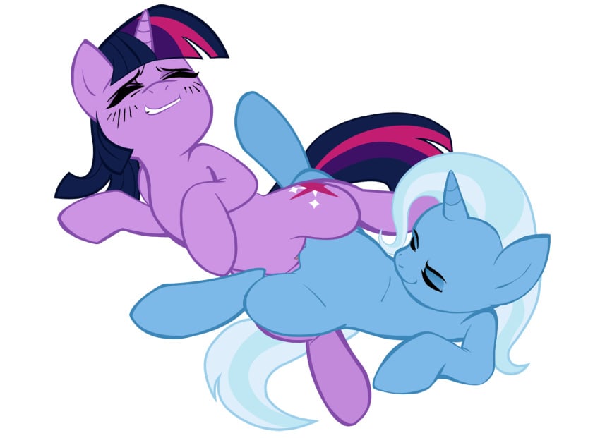 2011 blush equine female friendship_is_magic hair hooves horn horse megasweet my_little_pony plain_background pony purple_hair pussy sex smile smooth_skin tagme tail trixie trixie_(mlp) trixie_lulamoon twilight_sparkle_(mlp) unicorn white_background yuri