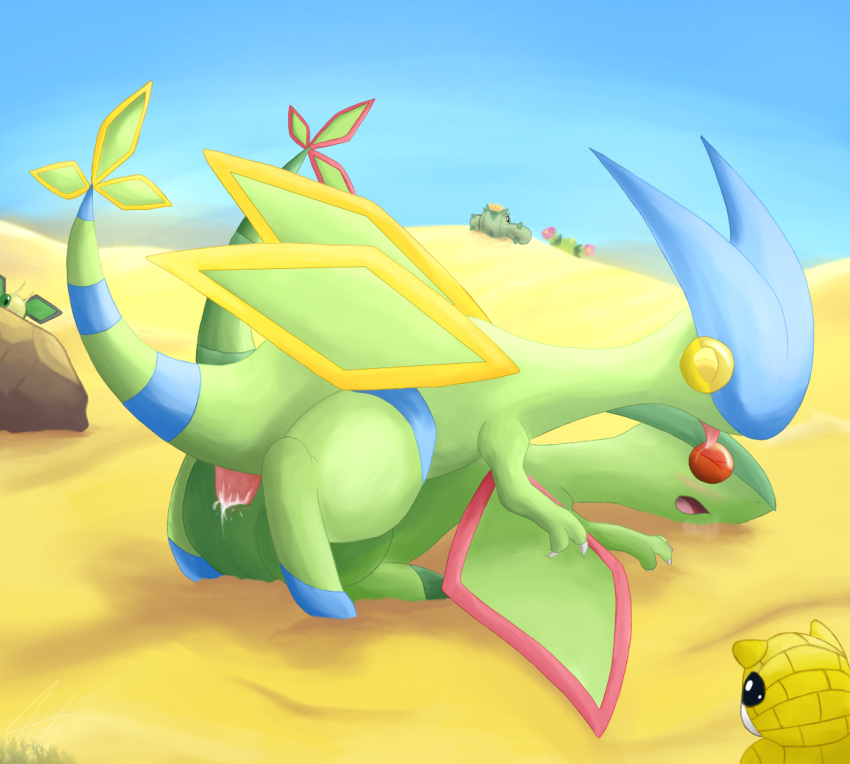 cacnea flygon maractus nintendo pokemon pokemon_(species) sandshrew shiny_flygon shiny_pokemon vibrava