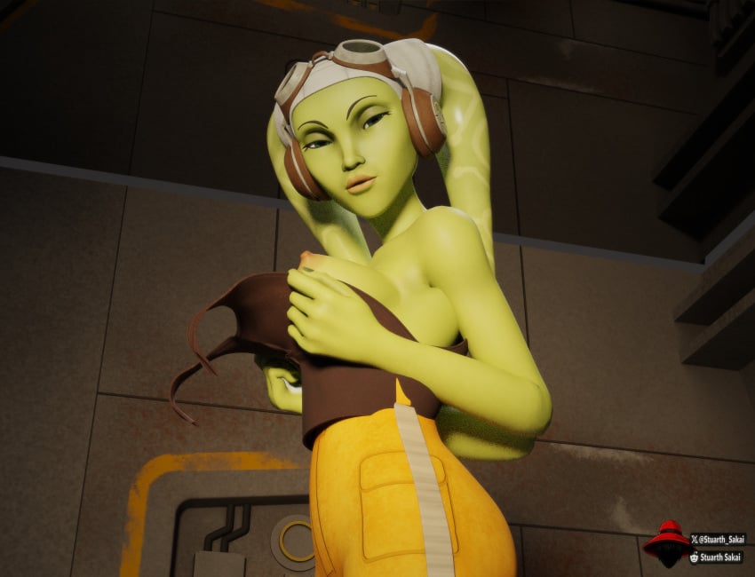 hera_syndulla airress3d_(3d-modeller) star_wars clone_wars star_wars_rebels alien alien_girl alien_humanoid alien/human big_breasts big_ass big_ big_butt big_thighs green_skin waifu 1girls render blender