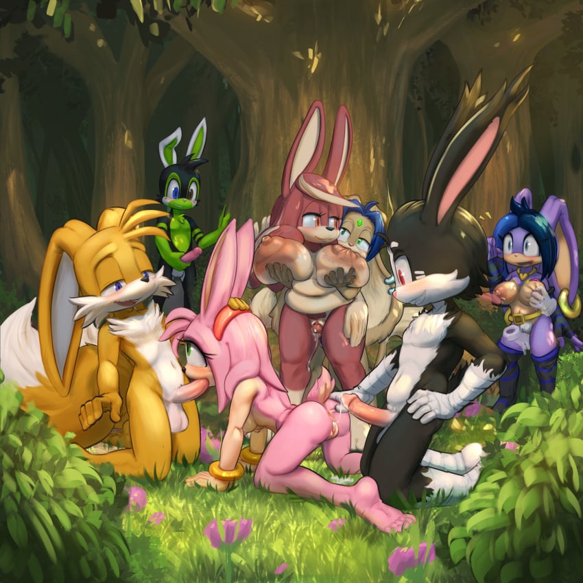 after_vaginal all_fours alternate_species amy_rose anthro anus areola ass balls big_breasts blush bodily_fluids breast_grab breasts canon_x_oc clitoral_hood clitoris clothing conductor's_wife_(sonic) cum cum_from_pussy cum_in_pussy cum_inside cum_on_penis cum_string digital_media_(artwork) disembodied_hand disembodied_tongue drxsmokey easter erection eyelashes fan_character fellatio female female_penetrated finger_fuck fingering fingering_partner forest fur genital_fluids genitals gloves grass group group_sex hair hand_on_breast hand_on_penis handwear hi_res holding_breast holidays huge_breasts kneeling lagomorph leaking_cum leaking_precum legwear legwear_only leporid licking male male/female male_penetrating male_penetrating_female mammal masturbation mature_anthro mature_female nipple_fetish nipple_lick nipple_play nipples nude open_mouth oral oral_penetration orgy outdoor_nudity outside_sex penetration penile penile_masturbation penis pink_body plant precum pussy rabbit sega sex smile sonic_(series) sonic_the_hedgehog_(series) standing standing_sex tail tails tails_the_fox the_murder_of_sonic_the_hedgehog thigh_sex threesome tongue tree vaginal_penetration voyeur